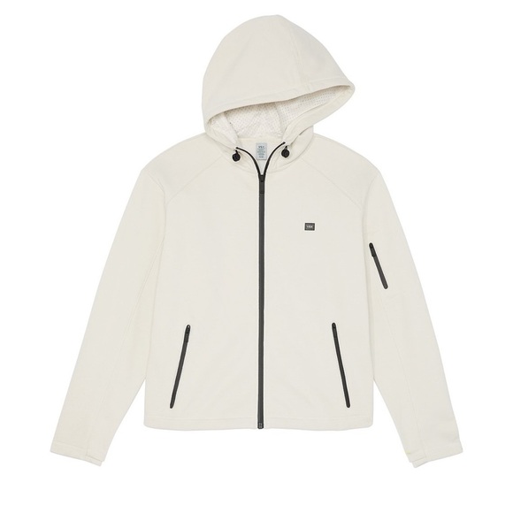 Victoria’s Secret VSX Tech White Plaster Hoodie Sz XS Ivory Zip Sweatshirt New - Picture 2 of 6